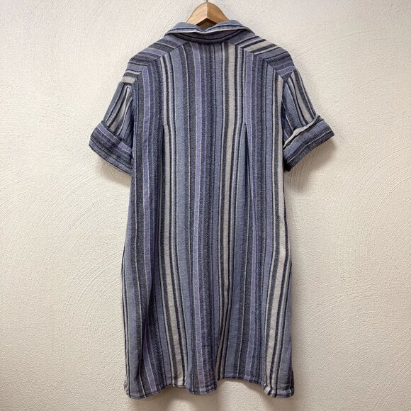 Zara Blue & White Striped Button Down Summer Dress sz Medium - Picture 4 of 5